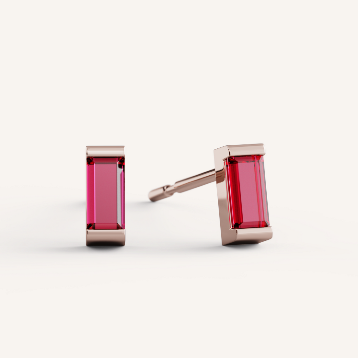 Ann Studs - 14K Rose Gold - Ruby