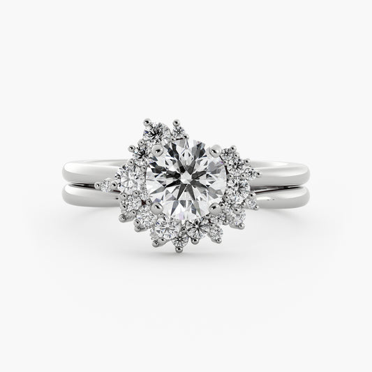 Aries Wedding Set - 14K White Gold - Lab Diamond - Round