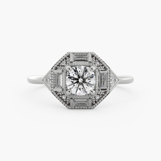 Belmont - 14K White Gold - Round - Lab Diamond