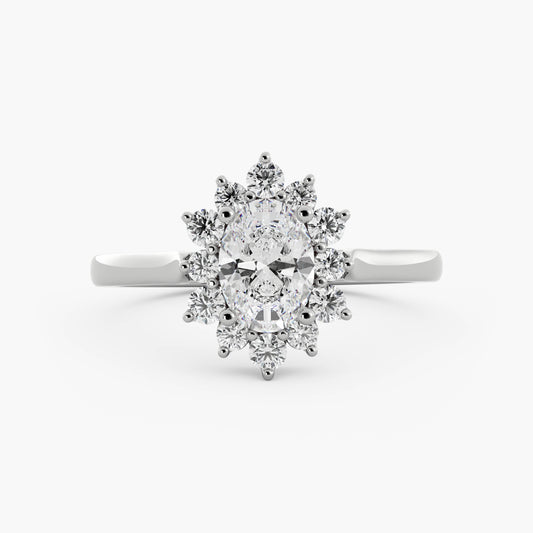 Wren - 14K White Gold - Oval - Natural Diamond