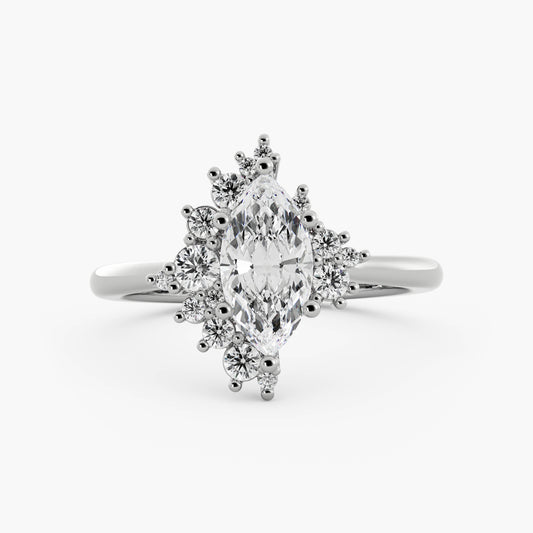 Austin - 14K White Gold - Marquise - Lab Diamond