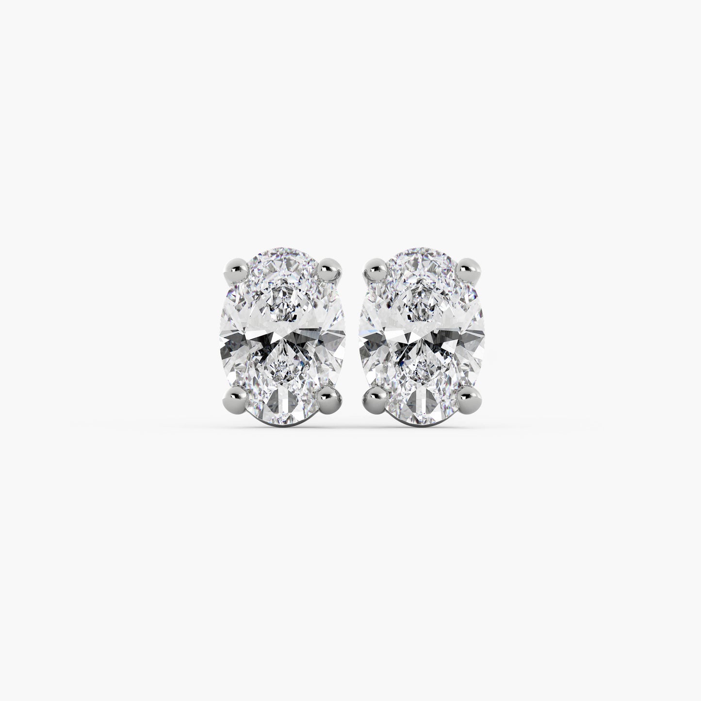 Oval Studs - 14K White Gold - Natural Diamond - 0.50 CTW