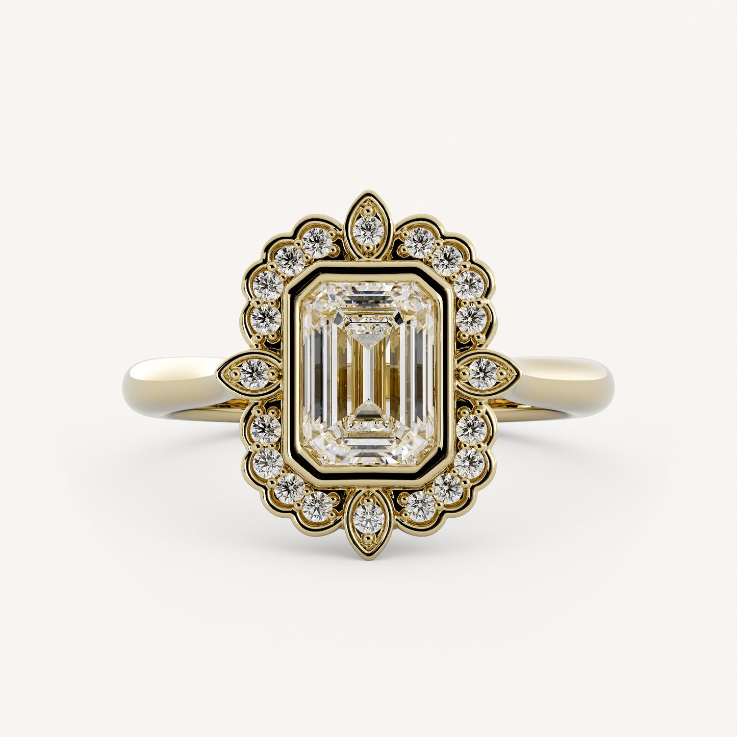 Avens - 14K Yellow Gold - Emerald - Lab Diamond