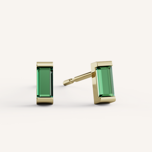 Ann Studs - 14K Yellow Gold - Emerald