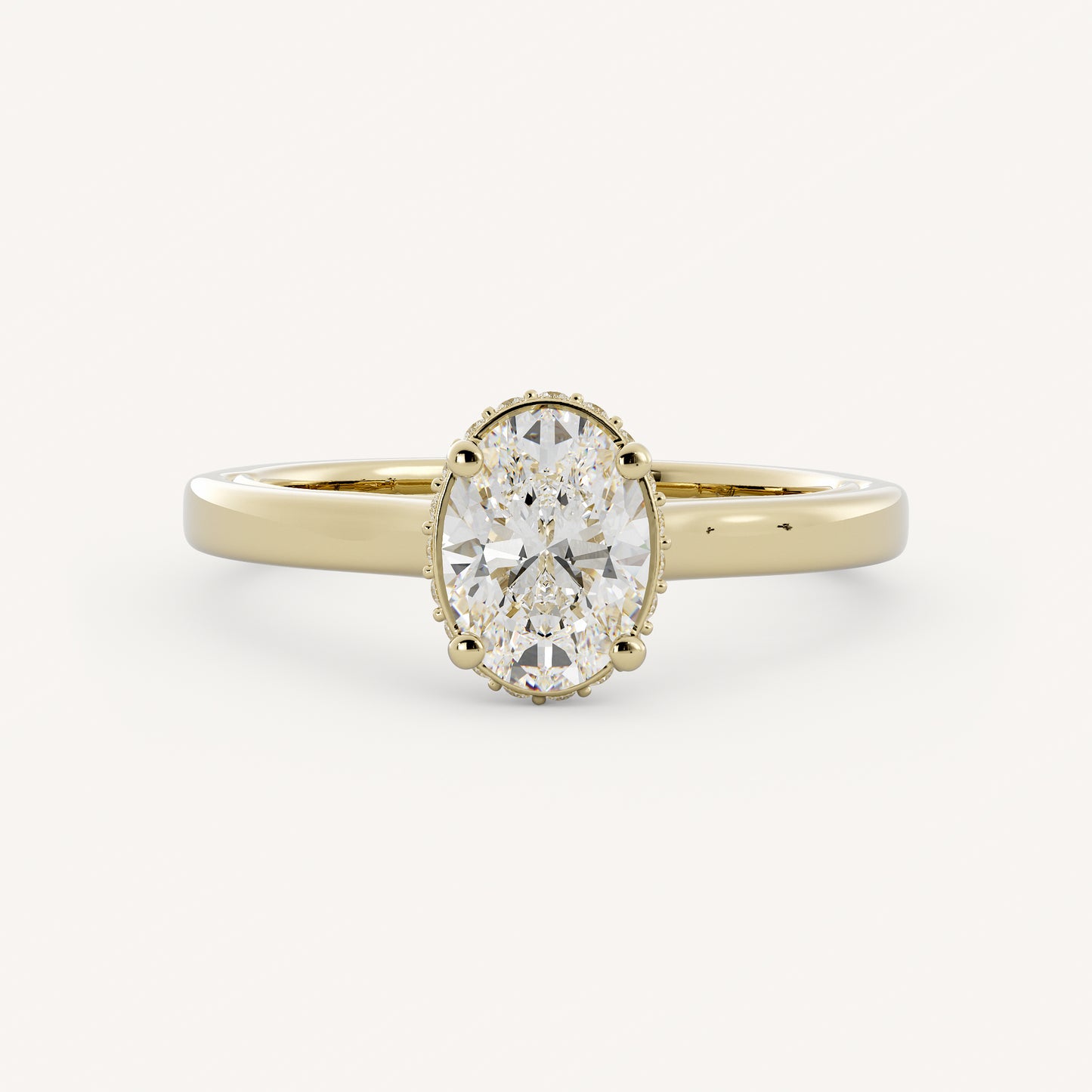 Beth - 14K Yellow Gold - Oval - Natural Diamond