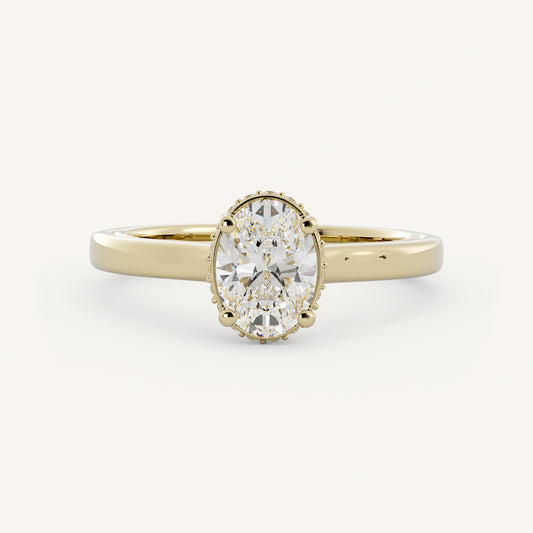 Beth - 14K Yellow Gold - Oval - Lab Diamond