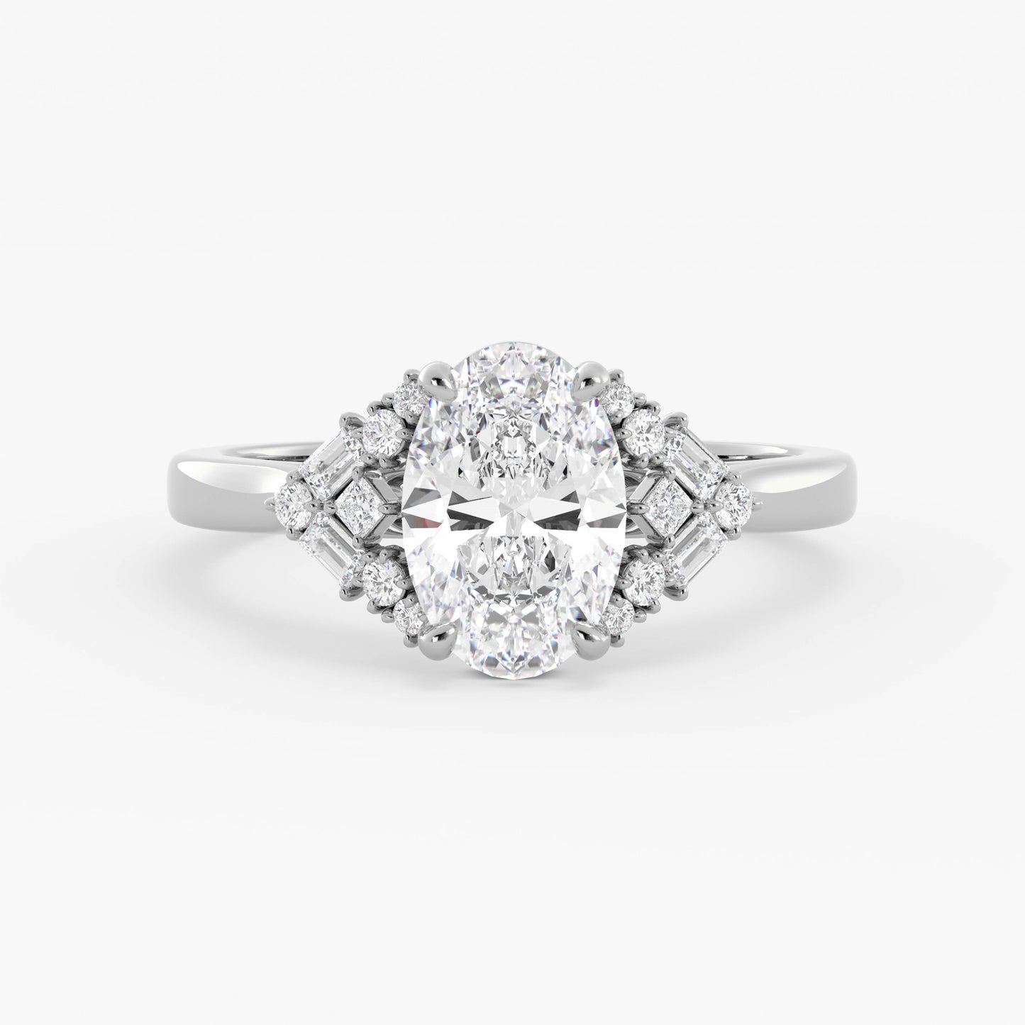 Beckett - 14K White Gold - Natural Diamond - Oval