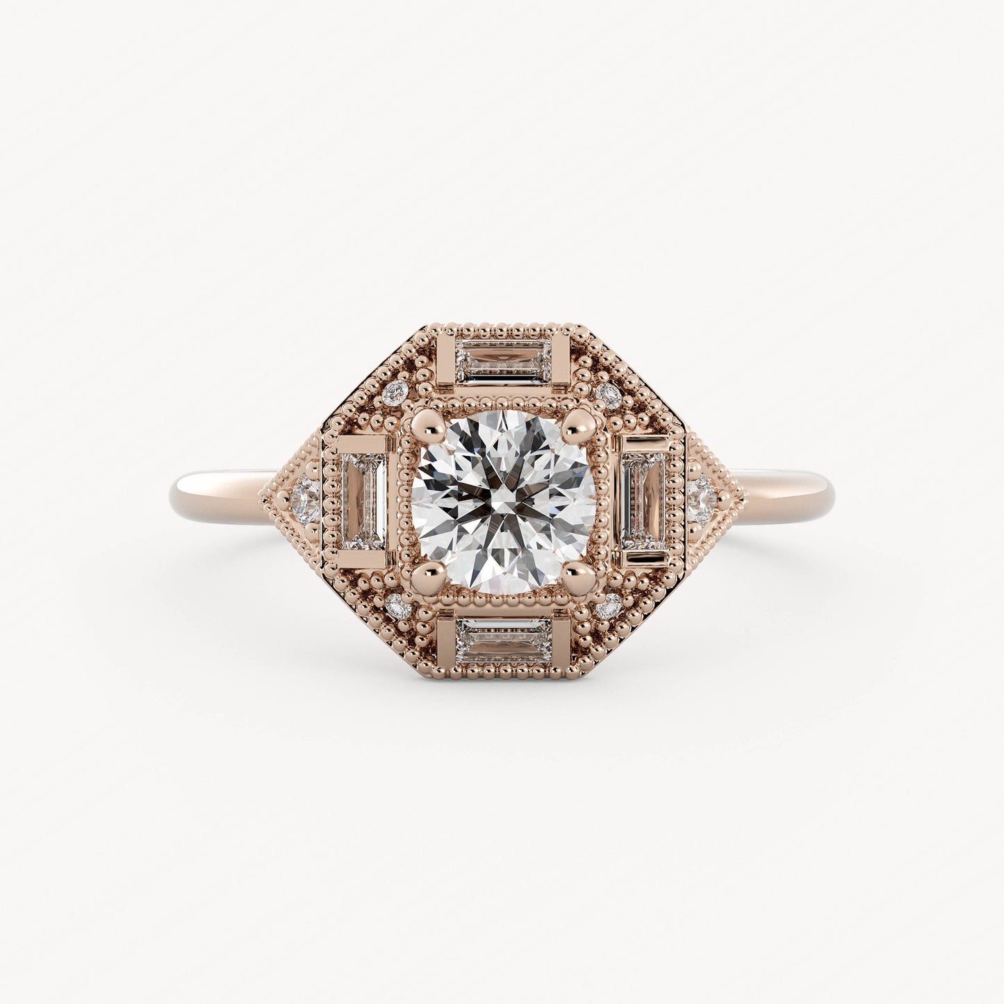 Belmont - 14K Rose Gold - Round - Natural Diamond