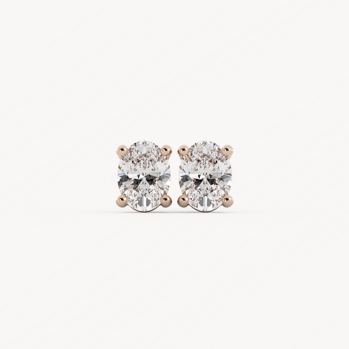 Oval Studs - 14K Rose Gold - Natural Diamond - 0.25 CTW
