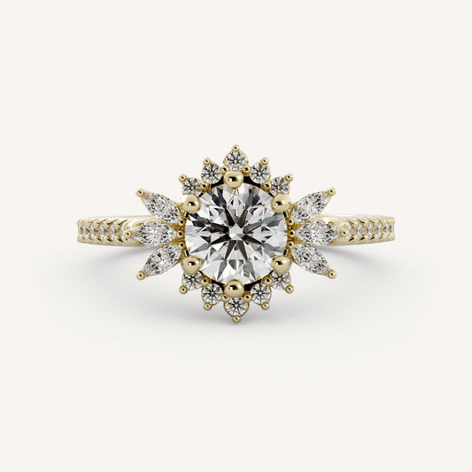 Bella - 14K Yellow Gold - Round - Natural Diamond