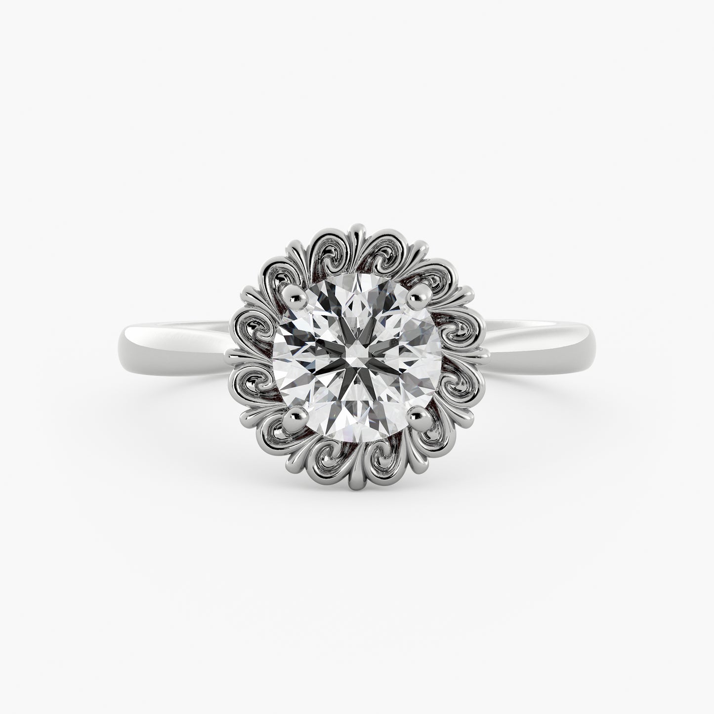 Afton - 14K White Gold - Round