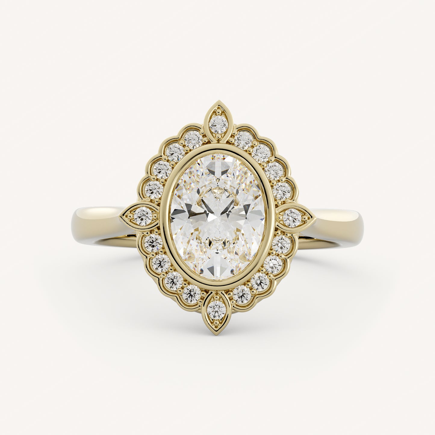 Ada - 14K Yellow Gold - Oval - Lab Diamond