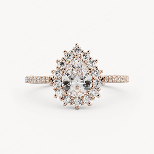 Amber - 14K Rose Gold - Pear - Natural Diamond