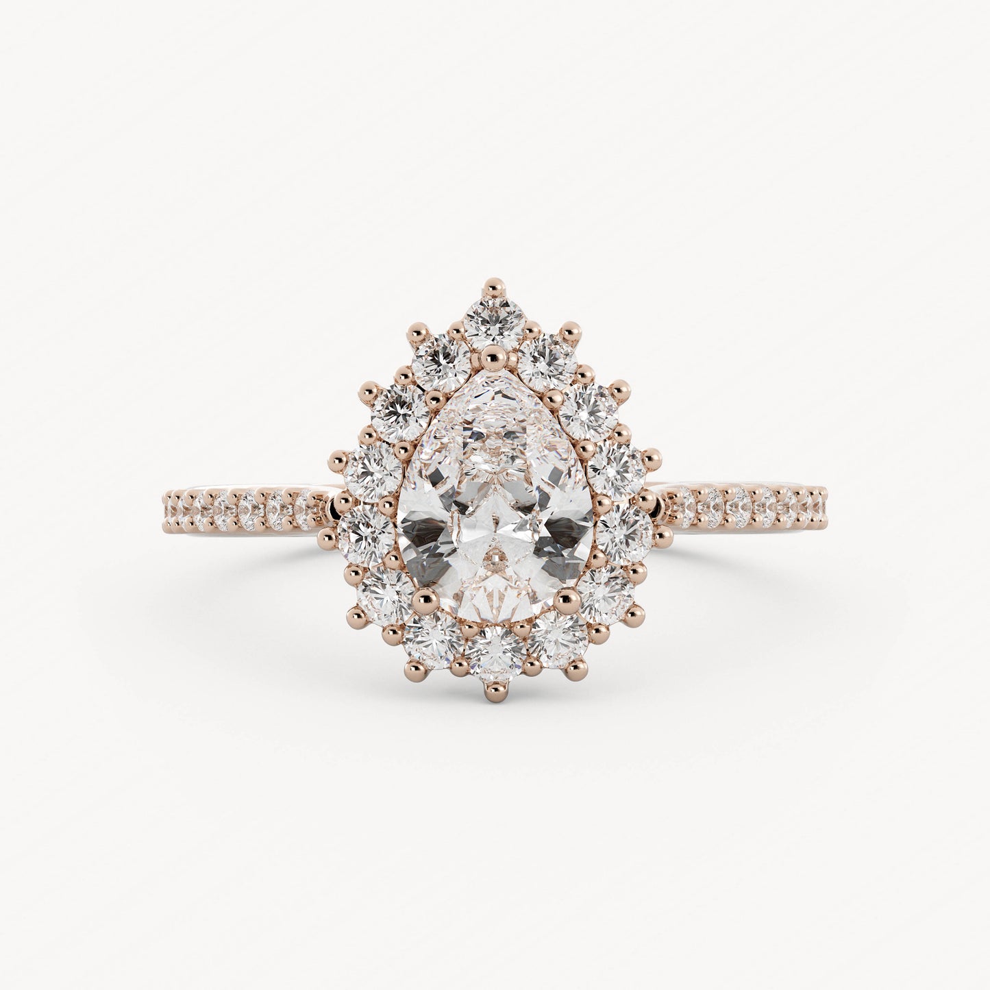 Amber - 14K Rose Gold - Pear - Lab Diamond