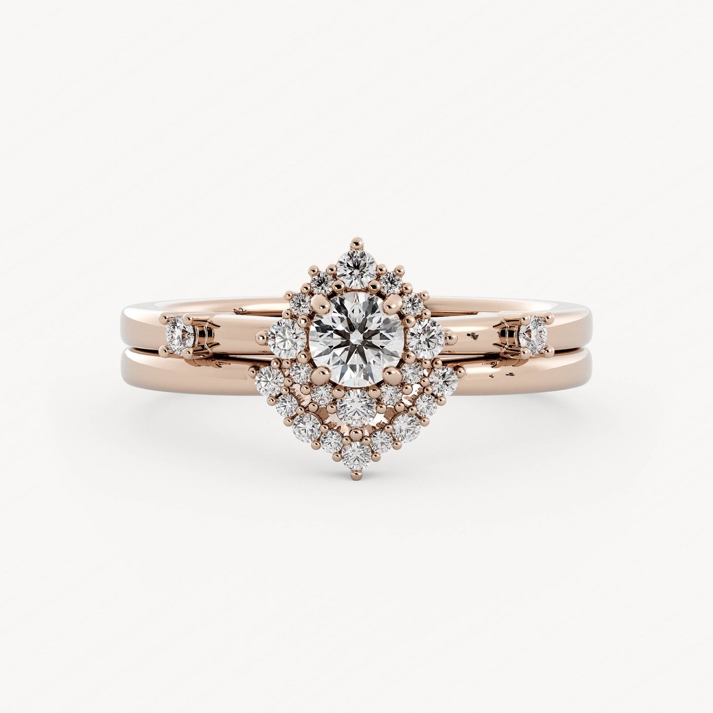 Winnie Wedding Set - 14K Rose Gold - Round - Lab Diamond