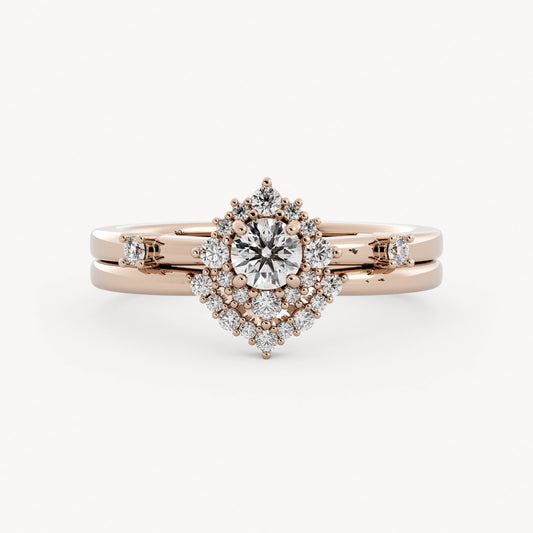 Winnie Wedding Set - 14K Rose Gold - Round - Lab Diamond