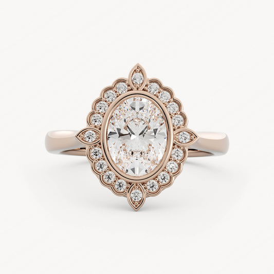 Ada - 14K Rose Gold - Oval - Natural Diamond