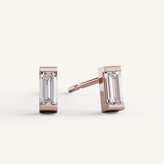 Ann Studs - 14K Rose Gold - Natural Diamond