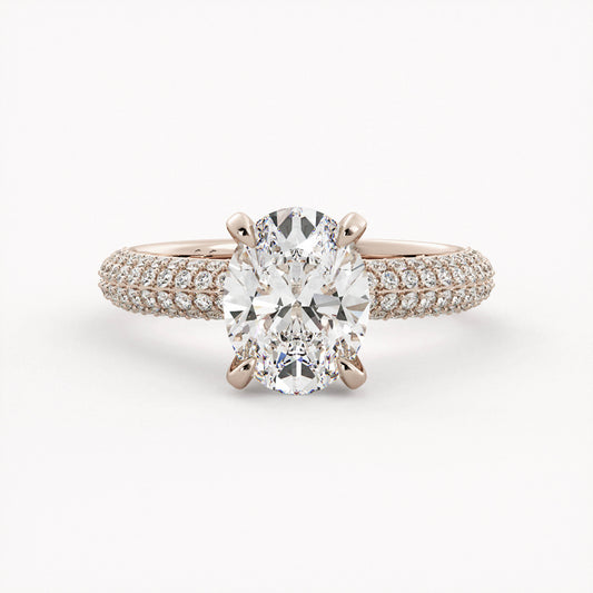 Allie - 14K Rose Gold - Natural Diamond - Oval