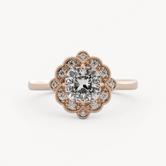 Bloom - 14K Rose Gold - Cushion - Natural Diamond