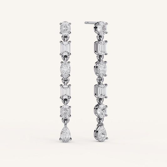 Zuri Drop Earrings - 14K White Gold - Lab Diamond - 2.00 CTW