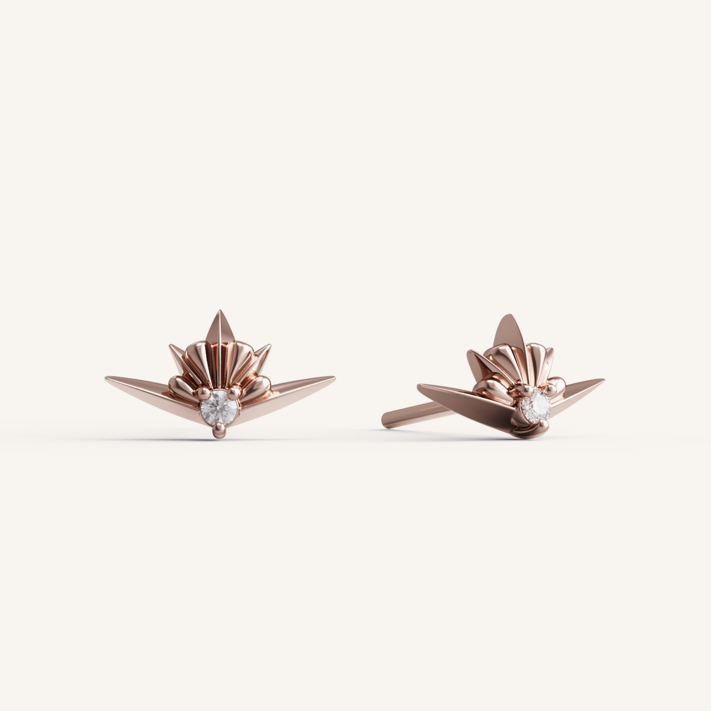 Zodiac Studs - 14K Rose Gold - Lab Diamond