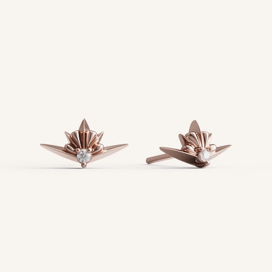 Zodiac Studs - 14K Rose Gold - Natural Diamond