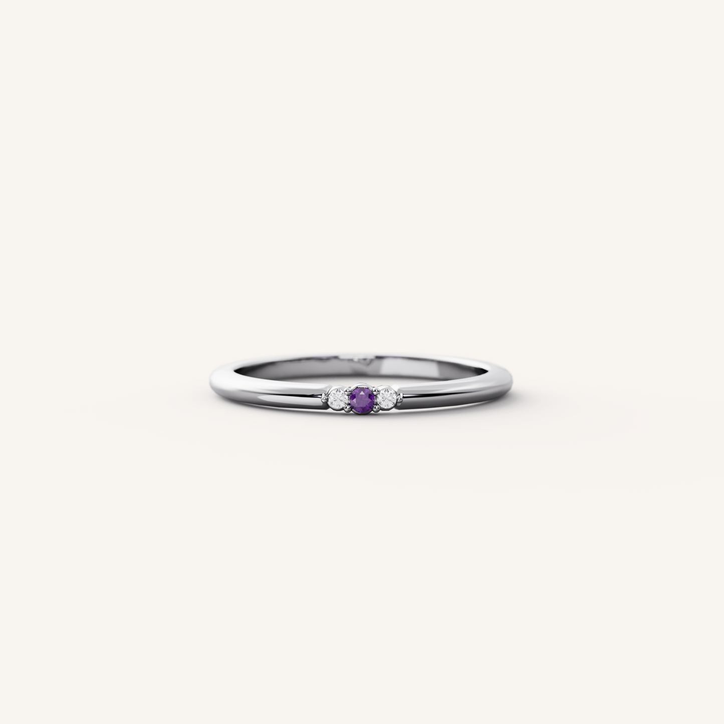 Era - 14K White Gold - Round - February