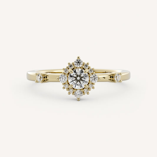Winnie - 14K Yellow Gold - Round - Lab Diamond