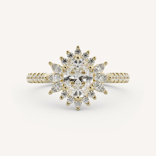 Bailey - 14K Yellow Gold - Oval - Natural Diamond