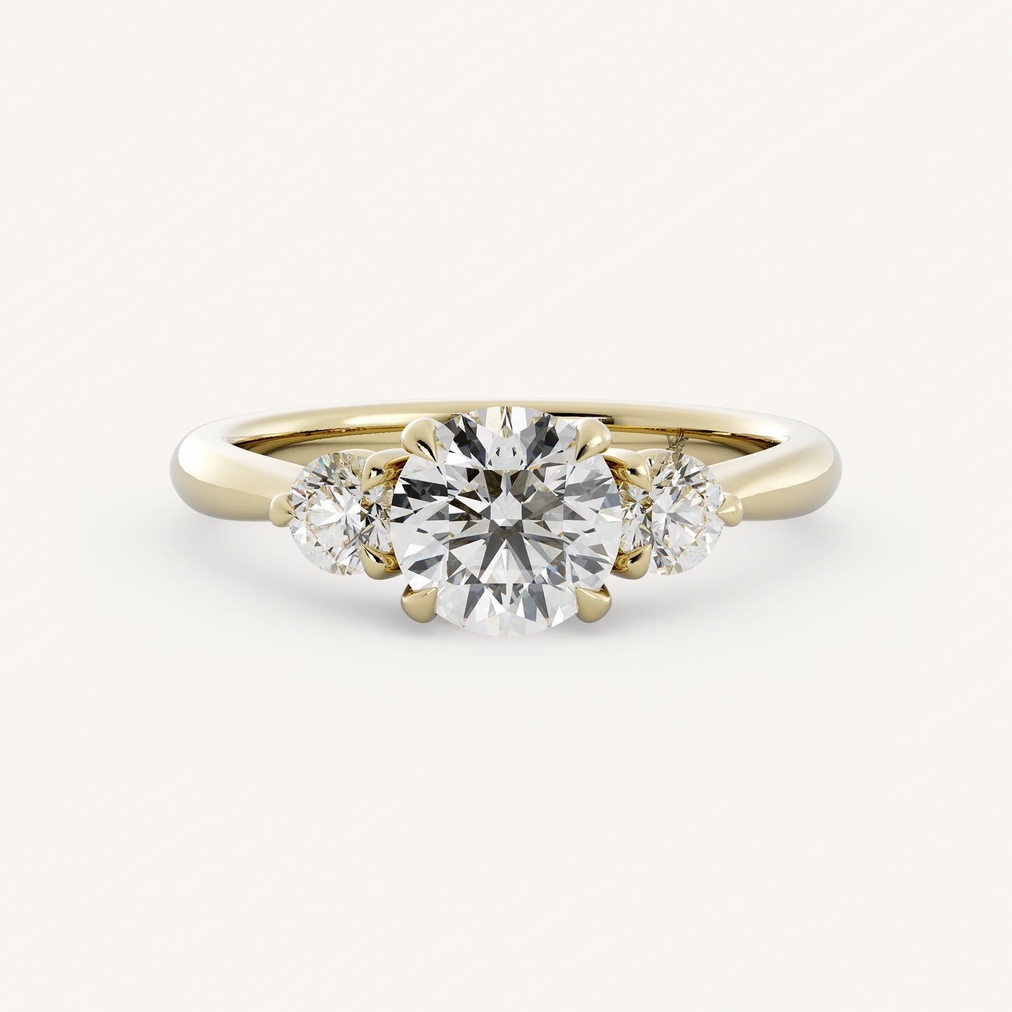 Abby - 14K Yellow Gold - Round - Moissanite