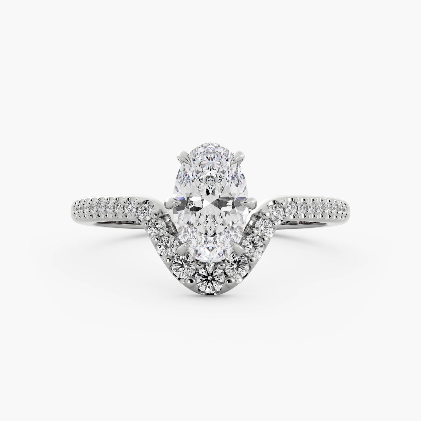 Amorette - 14K White Gold - Oval - Lab Diamond