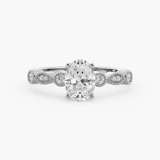 Blake - 14K White Gold - Oval - Natural Diamond