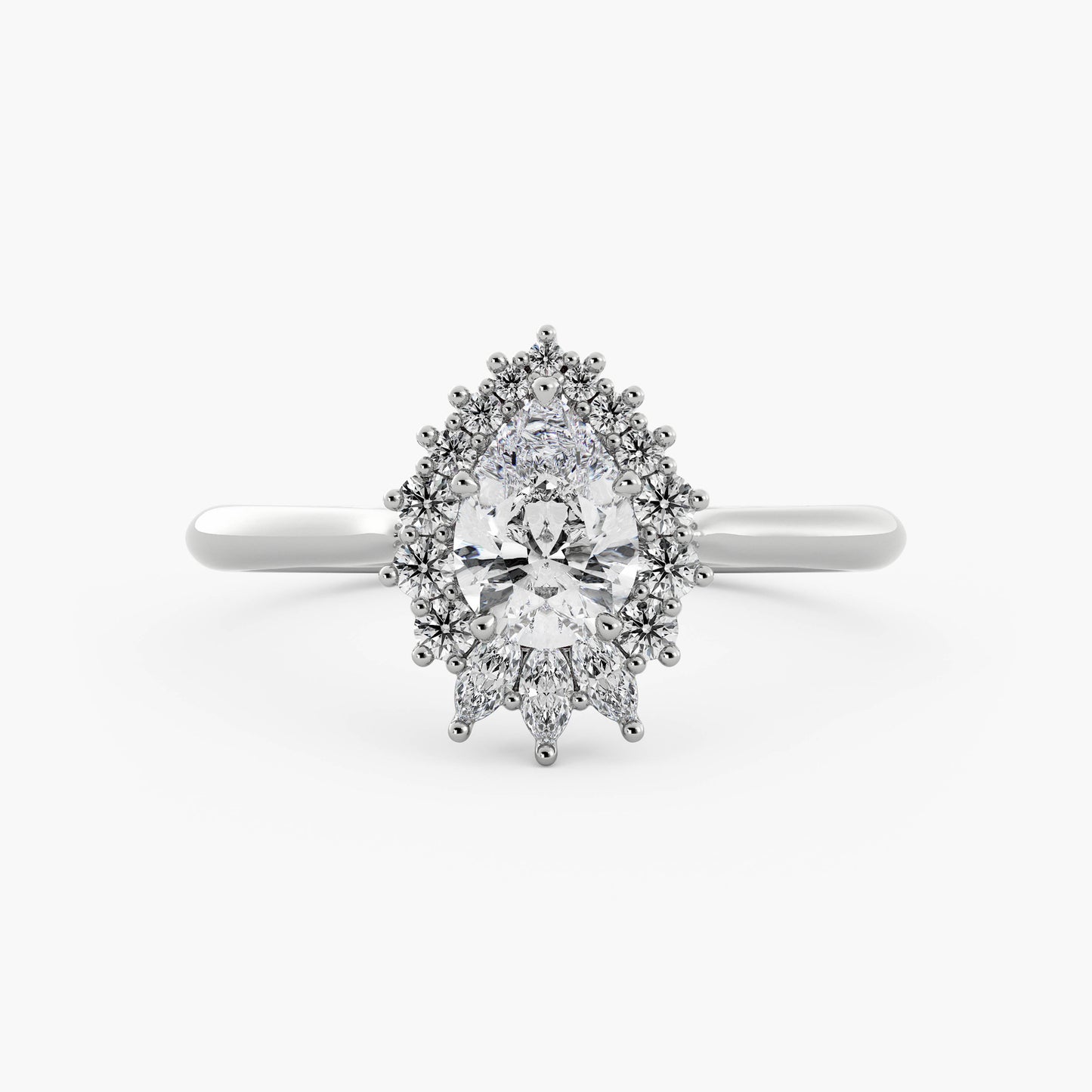 Windsor - 14K White Gold - Pear - Natural Diamond