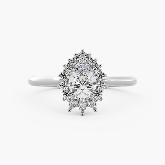 Windsor - 14K White Gold - Pear - Lab Diamond