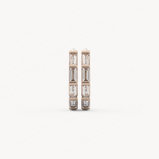 Baguette Hoops - 14K Rose Gold - Natural Diamond