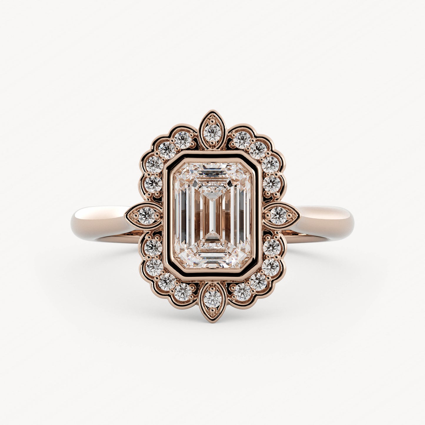 Avens - 14K Rose Gold - Emerald - Lab Diamond