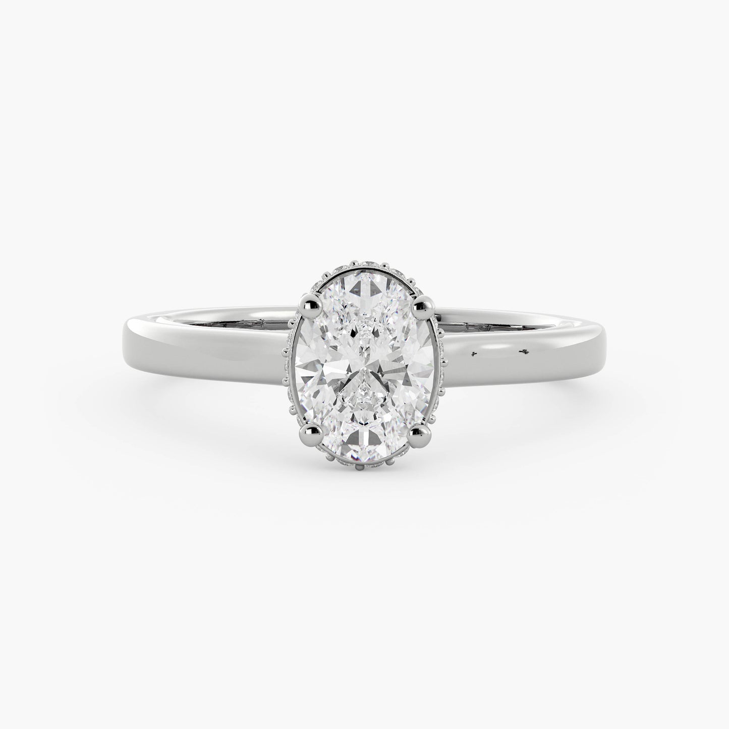 Beth - 14K White Gold - Oval - Natural Diamond