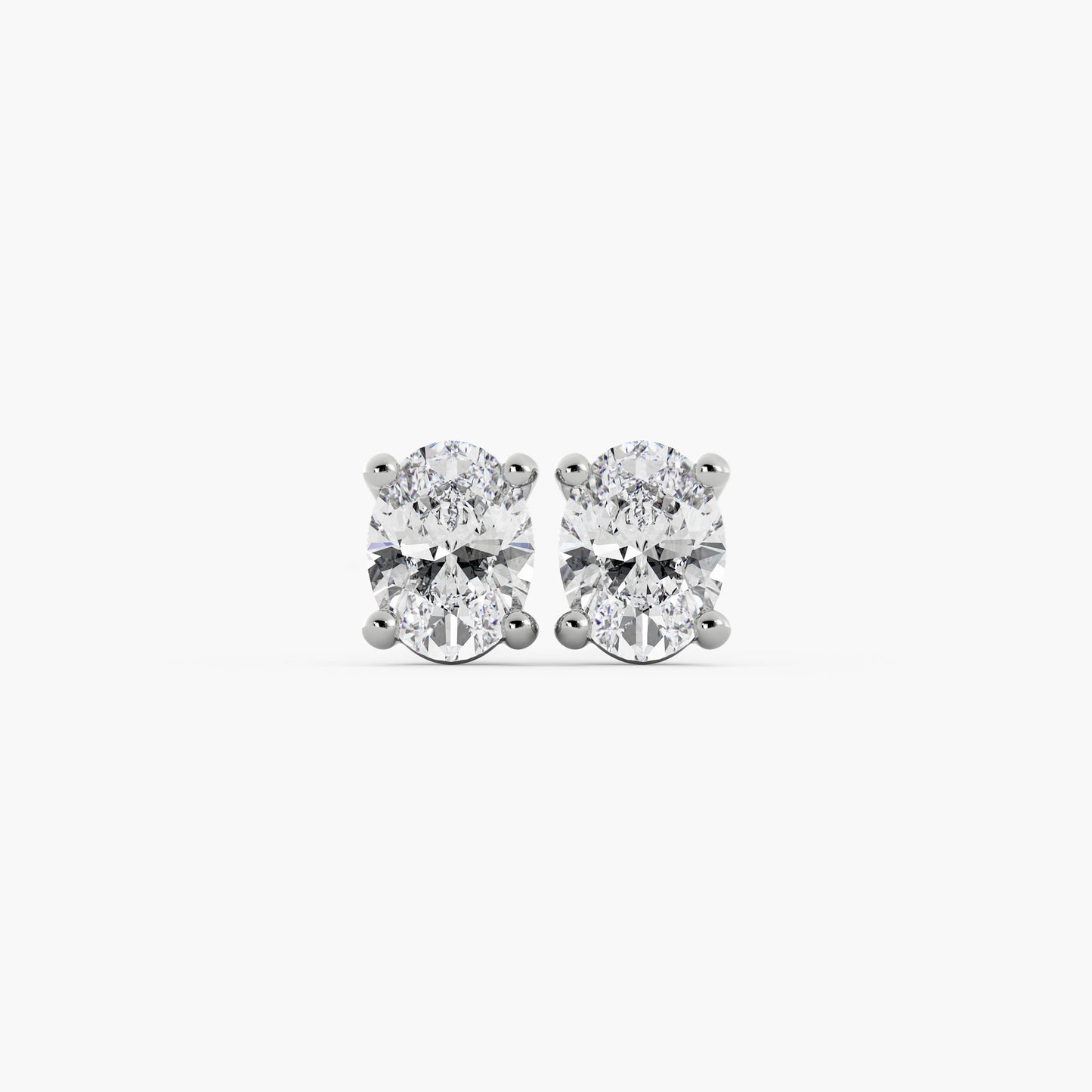 Oval Studs - 14K White Gold - Natural Diamond - 0.25 CTW