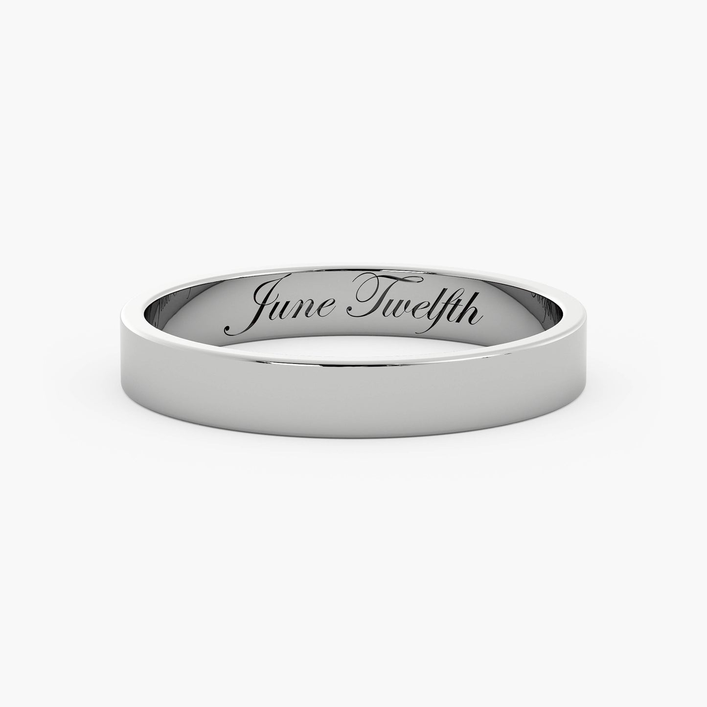 Scripted Flats - 14K White Gold - 3mm - Inside