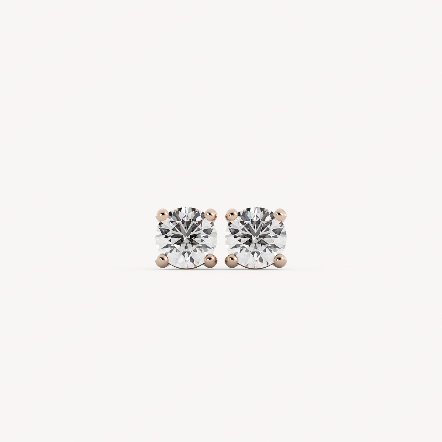 Round Studs - 14K Rose Gold - 1.25 CTW - Lab Diamond