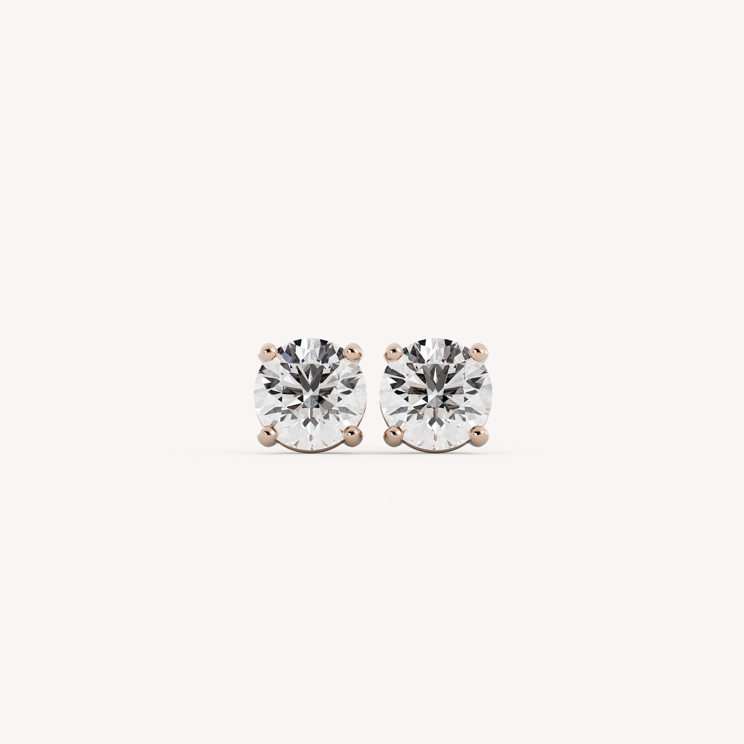 Round Studs - 14K Rose Gold - 1.50 CTW - Lab Diamond