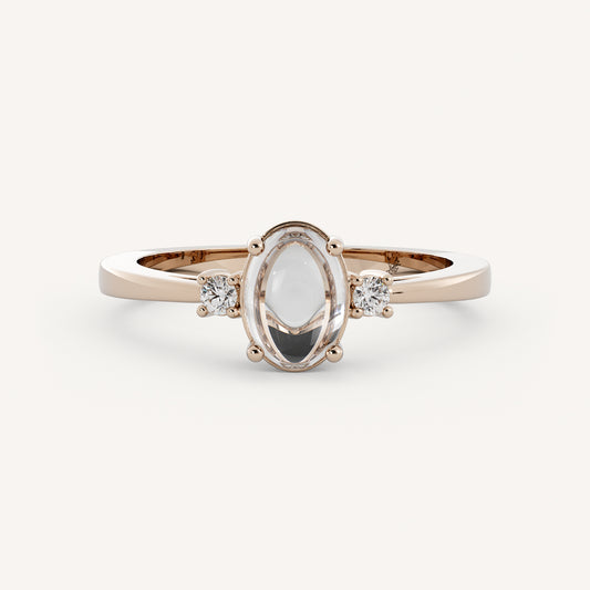 Beverly - 14K Rose Gold - Oval - Natural Diamond