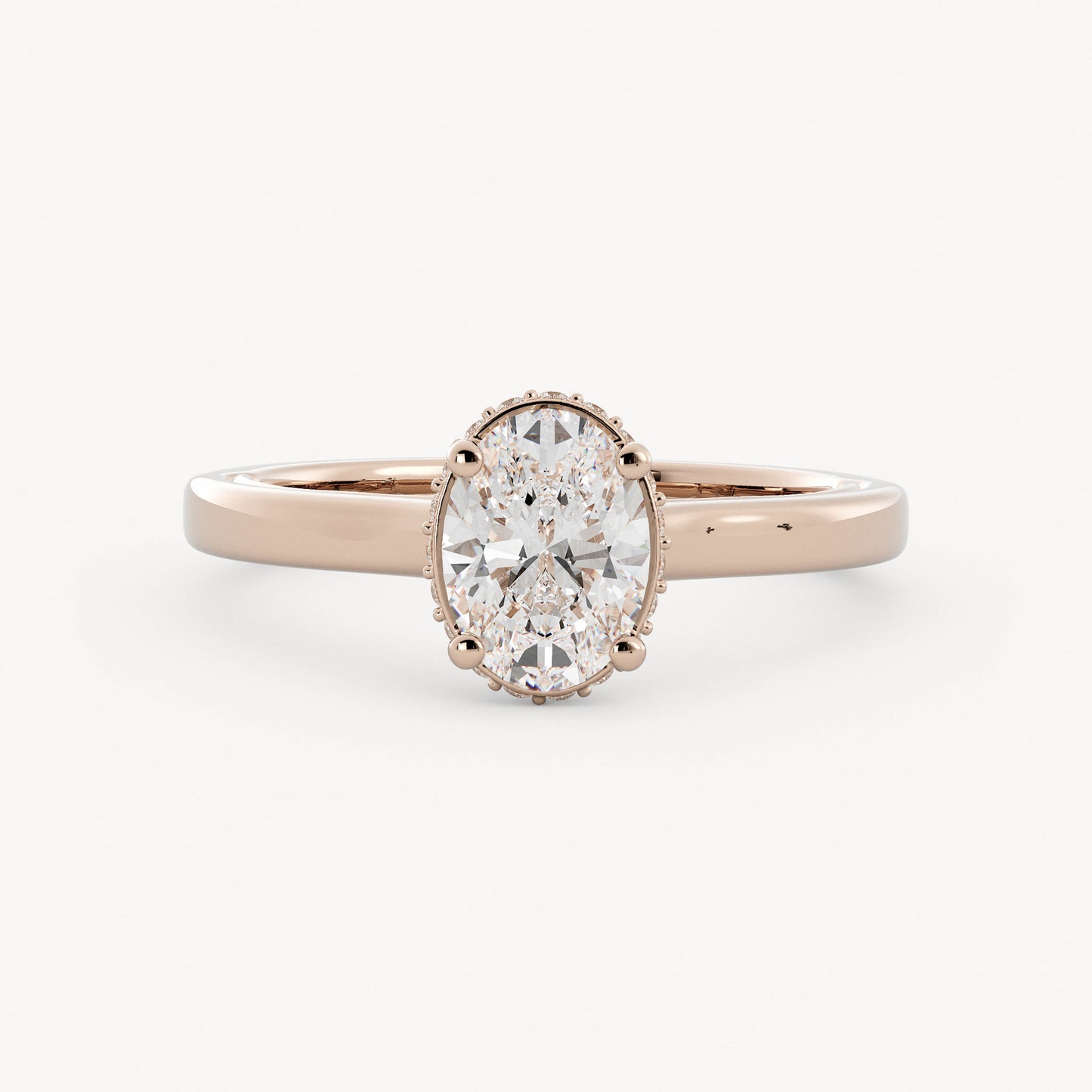 Beth - 14K Rose Gold - Oval - Natural Diamond