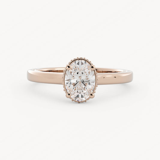 Beth - 14K Rose Gold - Oval - Natural Diamond