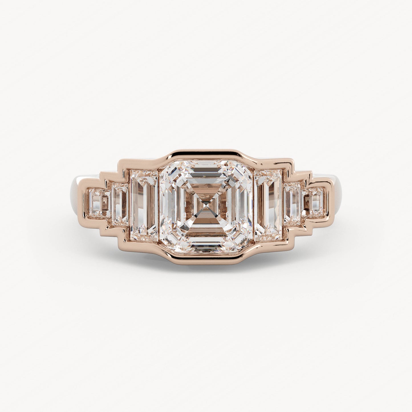 Benedict - 14K Rose Gold - Asscher - Lab Diamond