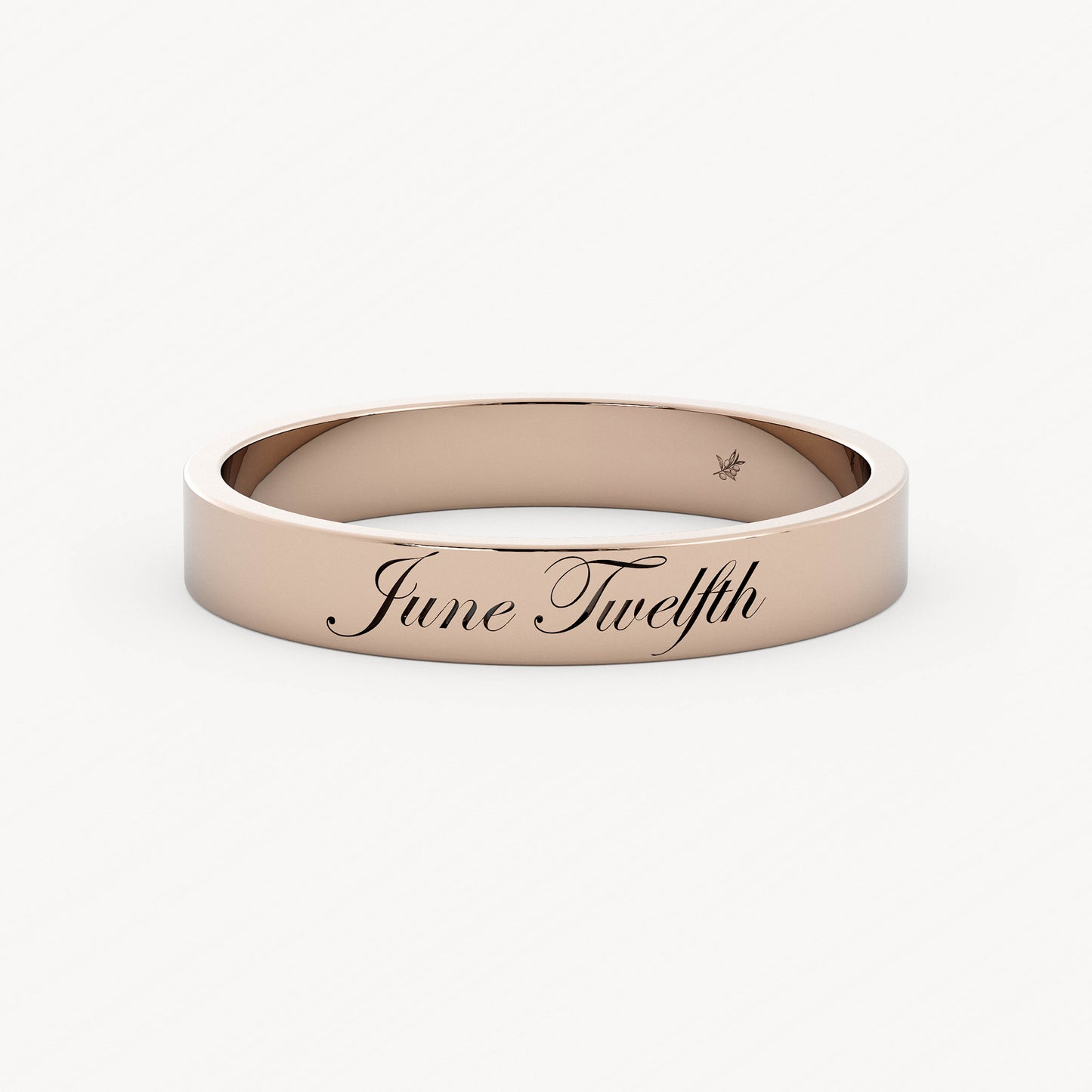 Scripted Flats - 14K Rose Gold - 3mm - Outside