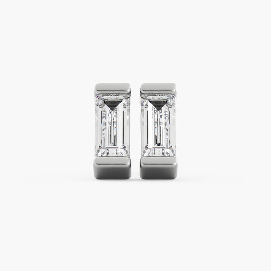 Baguette Channel Studs - 14K White Gold - Lab Diamond - Mod