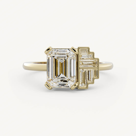 Ames - 14K Yellow Gold - Emerald - Natural Diamond