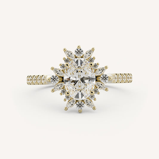 Belle - 14K Yellow Gold - Oval - Natural Diamond